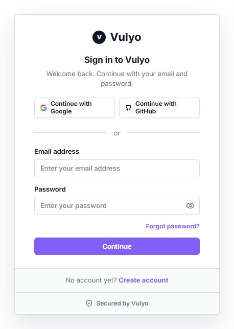Vulyo SignIn authentication component